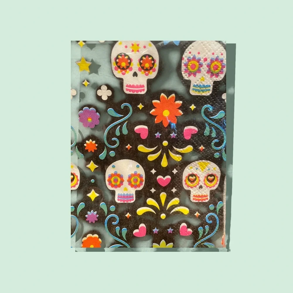 Cinco DeMayo Festive Skull Napkins - Black and Multicolor
